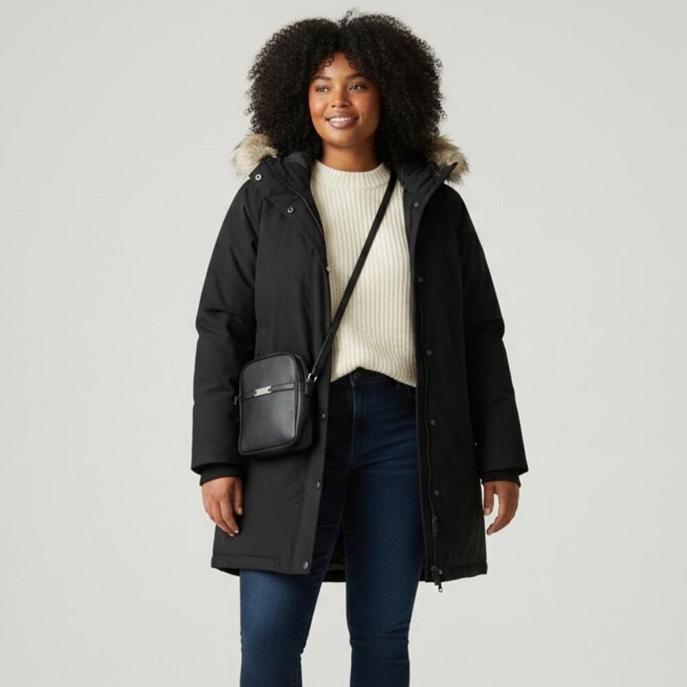 Athleta Outbound II Parka Women's Sz XL Black Down Hooded Insulated Neutral